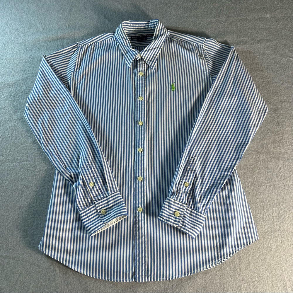 Ralph Lauren Sport blue & white striped button-down shirt